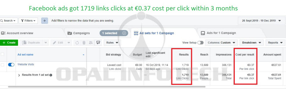 facebook ads campaign by opal infotech
