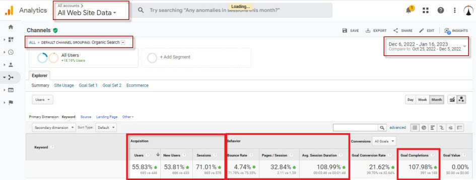 Organic SEO Traffic Increased