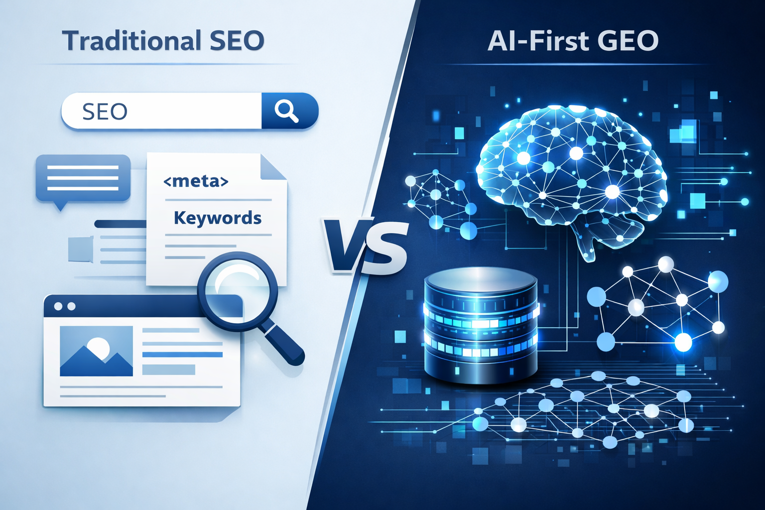 Comparative Analysis: Traditional SEO vs. AI-First GEO Comparative Analysis: Traditional SEO vs. AI-First GEO