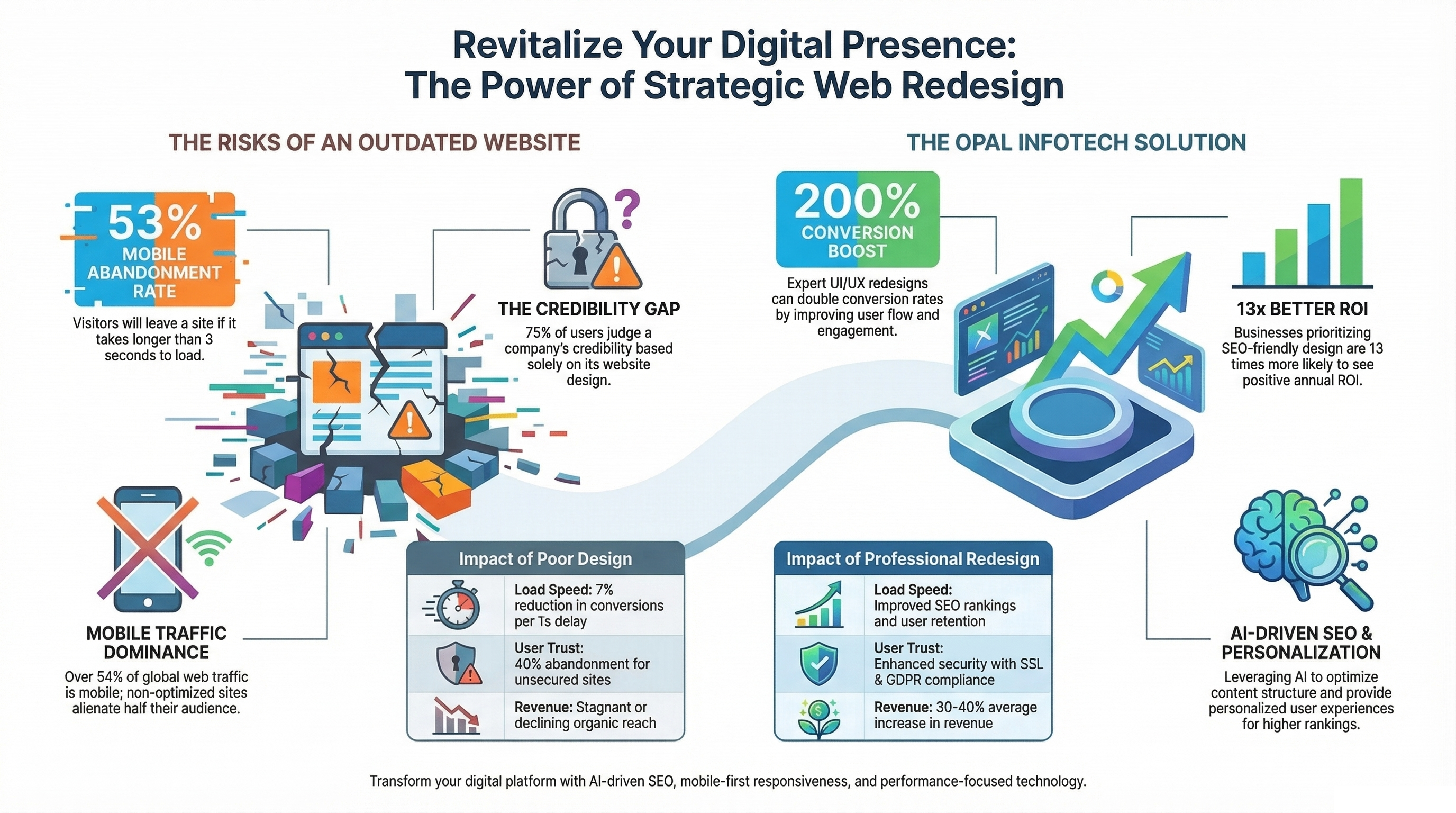 Strategic Web Redesign Benefits Infographic Strategic Web Redesign Benefits Infographic