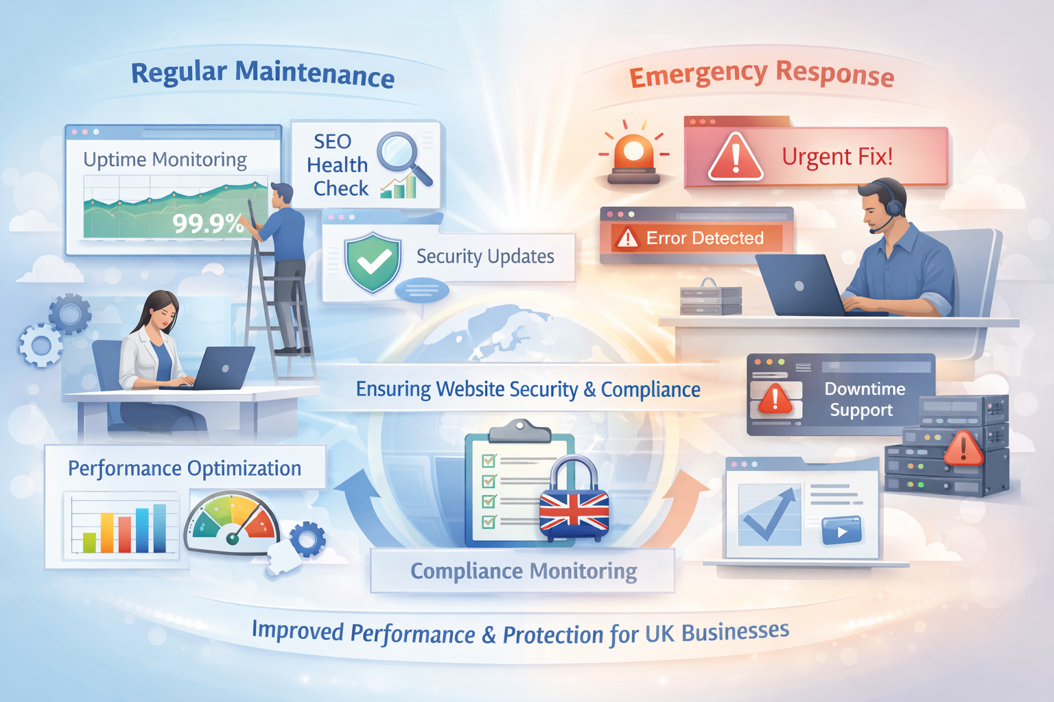 Why UK Businesses Need Both Emergency and Regular Website Maintenance
