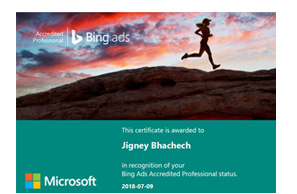Jigney Bhachech - Bing Ads Accredited Professional