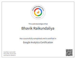 Bhavik Raikundaliya - Google Analytics Certified Experts