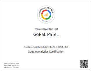 Goral Patel - Google Analytics Certified Experts