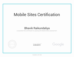 Bhavik Raikundaliya - Google Mobile Site Certified Developers