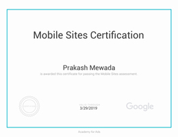 Prakash Mewada - Google Mobile Site Certified Developers