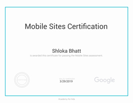 Shloka Bhatt - Google Mobile Site Certified Developers